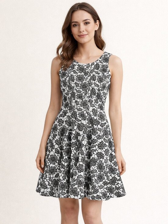 Under Skies Dresses & Skirts - Under Skies Black and White Floral Mini Lined dress Size S